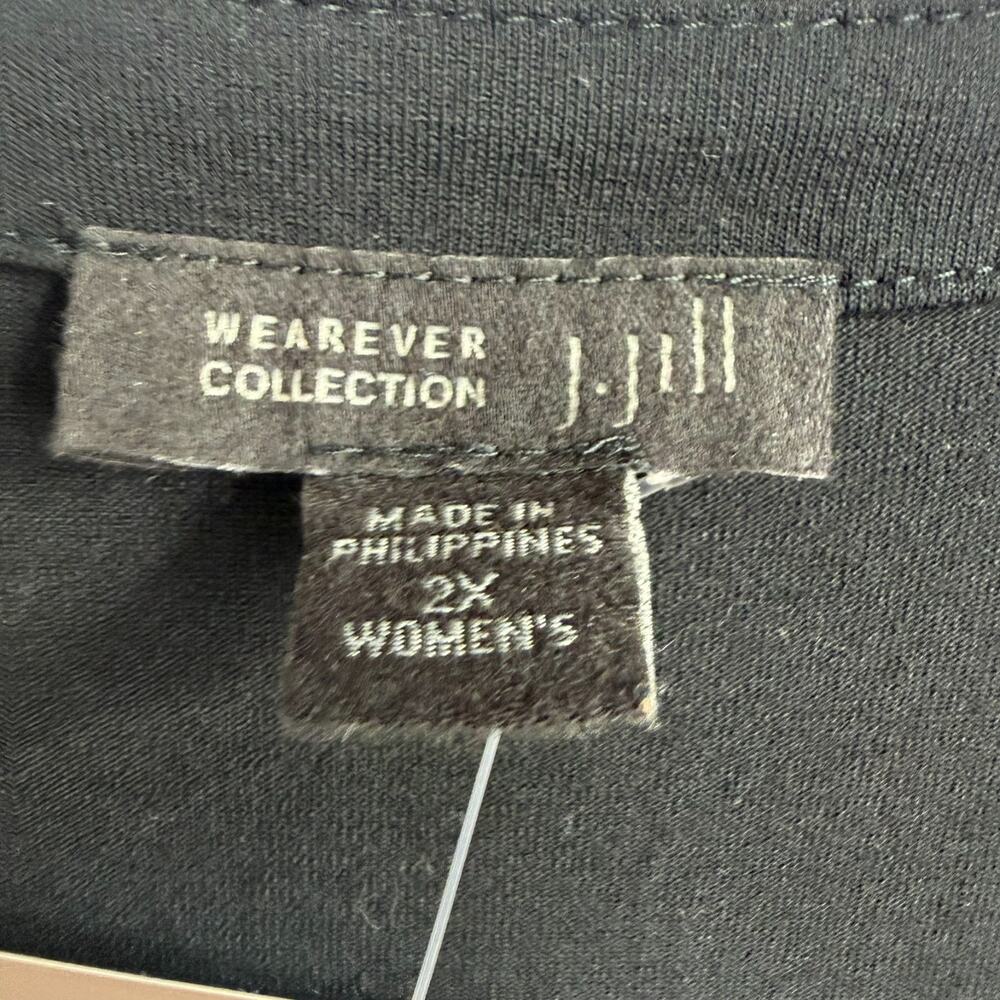 NWT J Jill Wearever Cardigan Top 2X Black V-neck Button 3/4 Sleeve Stretch - Picture 7 of 11